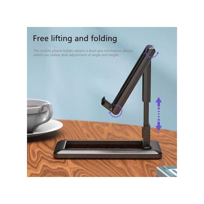 Foldable Mobile Phone Holder And Tablet Stand-Black
