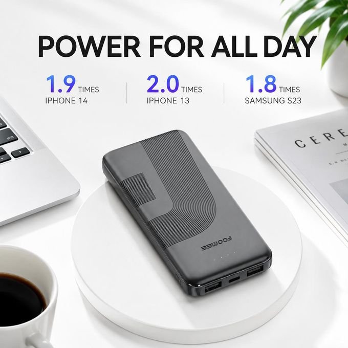 FOOMEE 10000mAh Portable Power Bank Ultra Slim with LED Light Indicator, AB11
