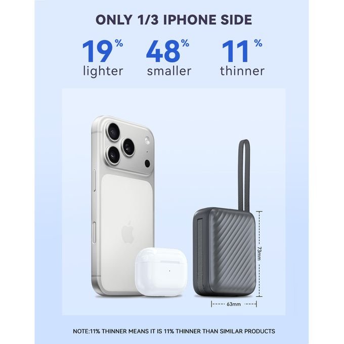 FOOMEE 10000mAh S Series Power Bank,22.5W Fast Charging With Built-In USB-C Cable and Built-In ligthning Cable