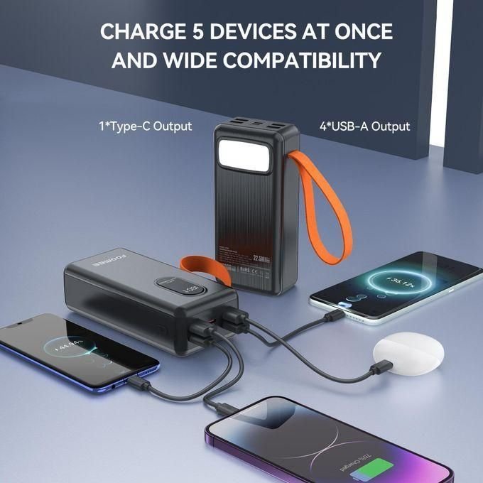 FOOMEE AF32 30000mAh 22.5w Type-C Fast Charging Power Bank with Built-in Strap and Flashlight