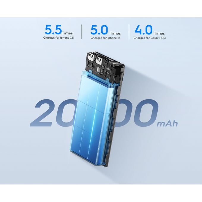 itel 20000mAh 12W Torch Power Bank + Free Fast Type-C Charger