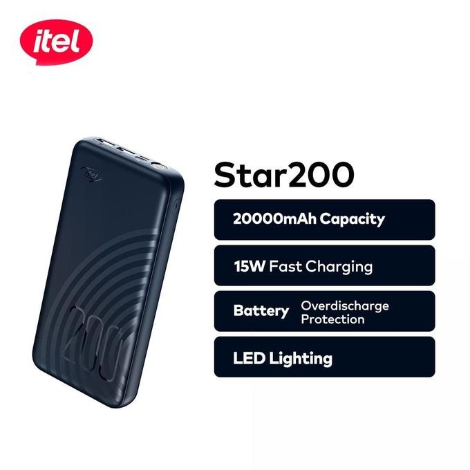 itel 20000mAh Dual Output Fast Charging Power-Bank With Torch Light. (Itel20000mAh)