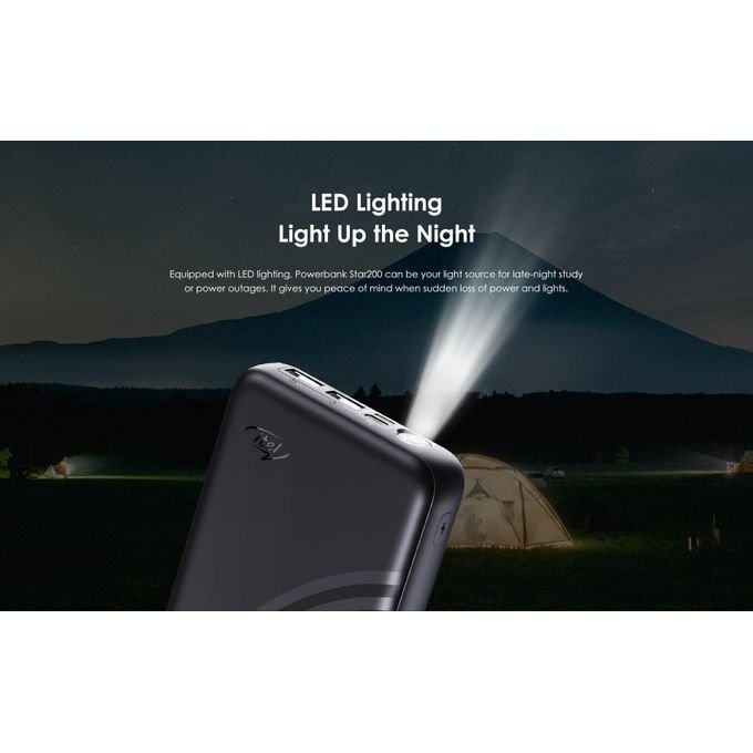 itel 20000mAh Star-200 Fast-Charging Power-Bank with LED Torch-Light