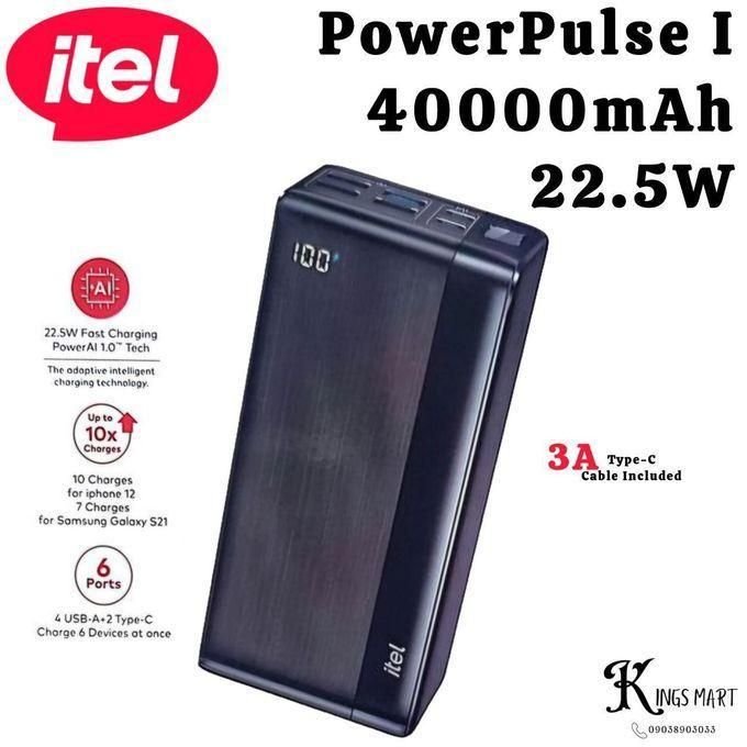 itel 40000mAh Power-Pulse I 22.5W Fast Charging Type-C Input & Output Digital A1490 Power-Bank