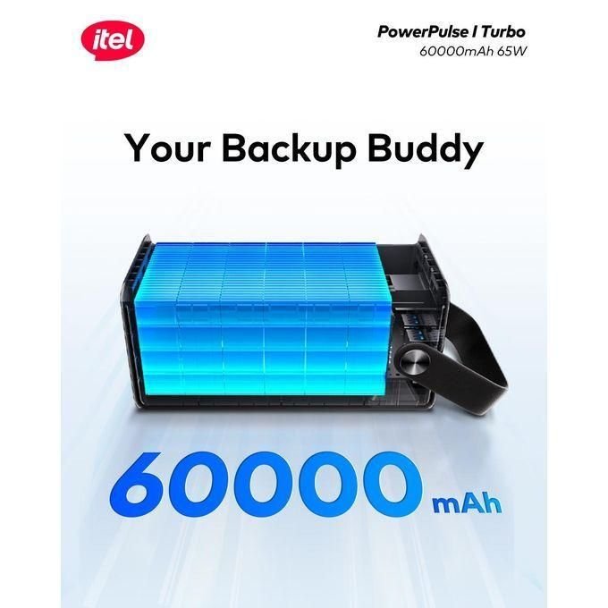 itel 60000mAh Power-Pulse Turbo A1990 65W Fast-Charging Type-C Input & Output Laptop Power-Bank