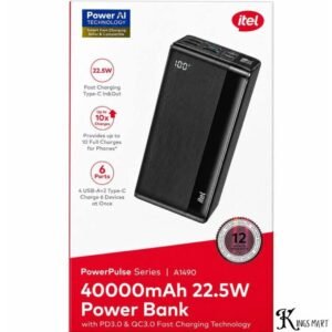 itel A1490 40000mAh Power-Pulse I 22.5W Super-Fast Charging Type-C Input & Output Power-Bank
