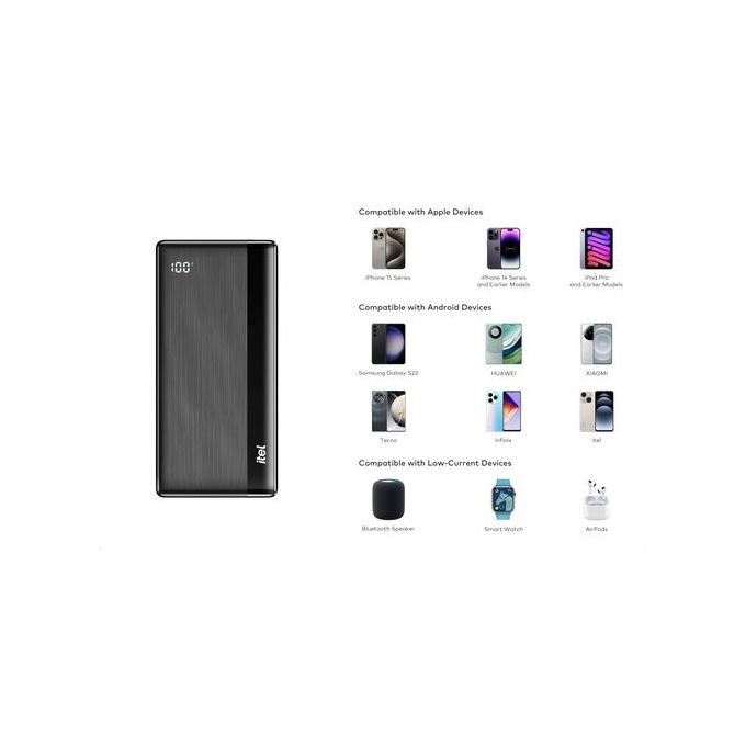 itel PowerPulse 20000mAh 12W Fast Charging, Torch Power Bank