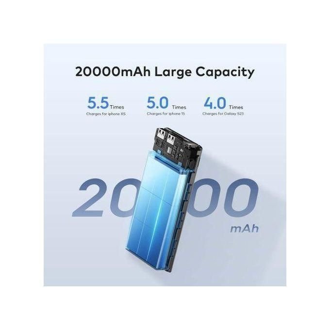 itel PowerPulse A1160 20000mAh Power Bank- Dual Output FastCharging with LED lightning