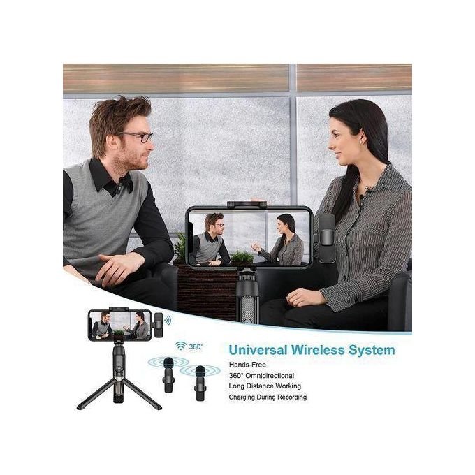 K9 Double Wireless Lapel Microphone Tie Mic TYPE-C Phones Android IPhone + IOS Adapter