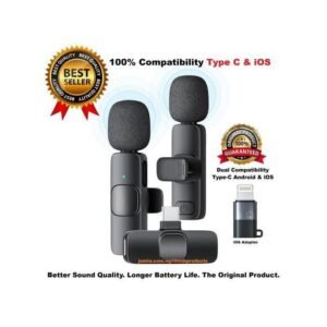 K9 Dual Noise Cancelling Wireless Microphone With 2in 1 Receiver For iPhone,Type C Lavalier mic for recording, Livestreaming, YouTube, Tiktok