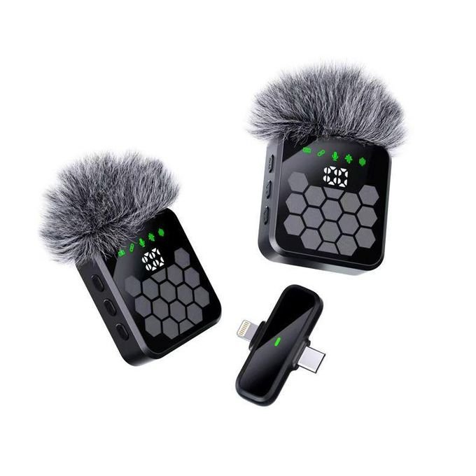 Lapel 3 in 1 Dual Wireless Microphone for Type C Android, Camera, Laptop and iPhone Noise cancelling