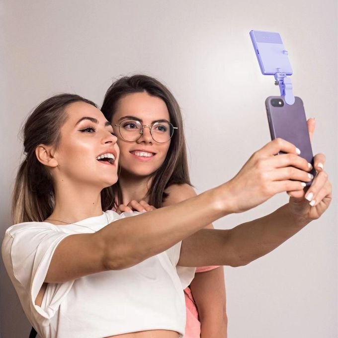 Led Rechargeable Fill Light Adjustable,For Phone Camera Vlog Conference With Clip-Black