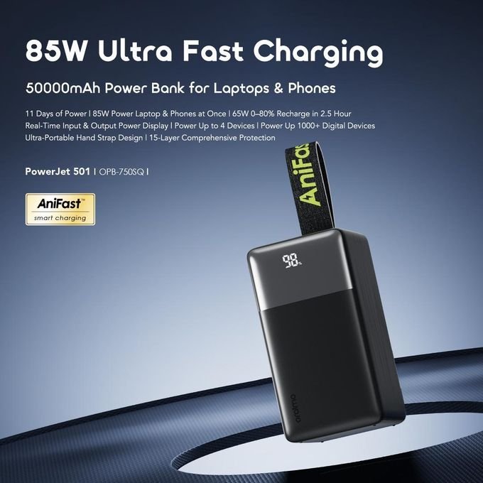 Oraimo PowerJet 501 Power Banks 50K mAh 85W Fast Charging Smart Power Display