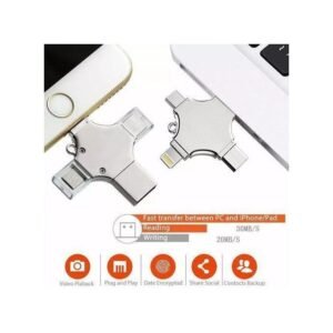 Otg 128GB Pocket Size 4 In 1 Flash Drive For All Phones And Laptop Connections For Easy File Transfer (Android, IPhone, Type C And USB