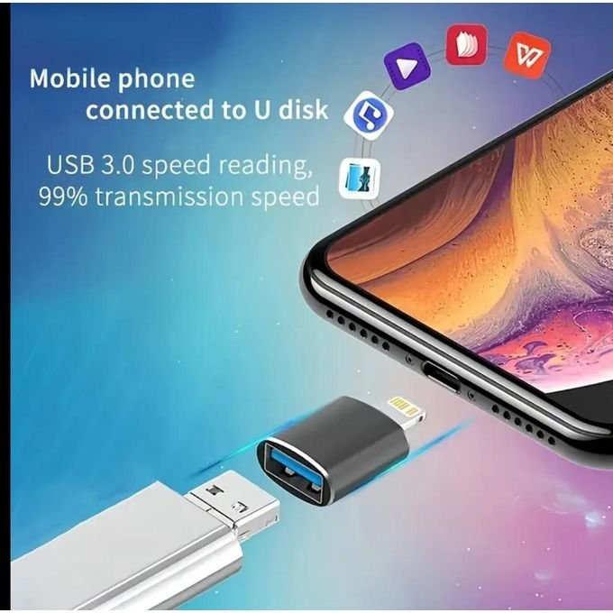 Otg USB 3.0 OTG) Adapter Compatible with Iphone Models 17, 16, 15, 14, 13, 12, 11 Pro, XS Max, XR, X, 8 Plus, 7, 6S, And Ipad - Lightning Male to USB 3.0 Adapter Flash Drive