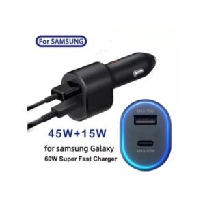 Samsung 65W Super Fast Dual Car Charger (45W+15W) with Super Fast Charging Cable for Galaxy S26 S25 S24 S22 S21 S20 Ultra Plus Note 10+,Pixel,Note 20,PPS Car Charger