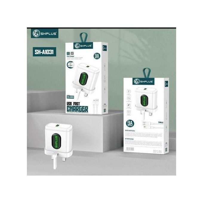 SHPLUS SH-A1031 Fast Charger With Type-C Cable - WHITE