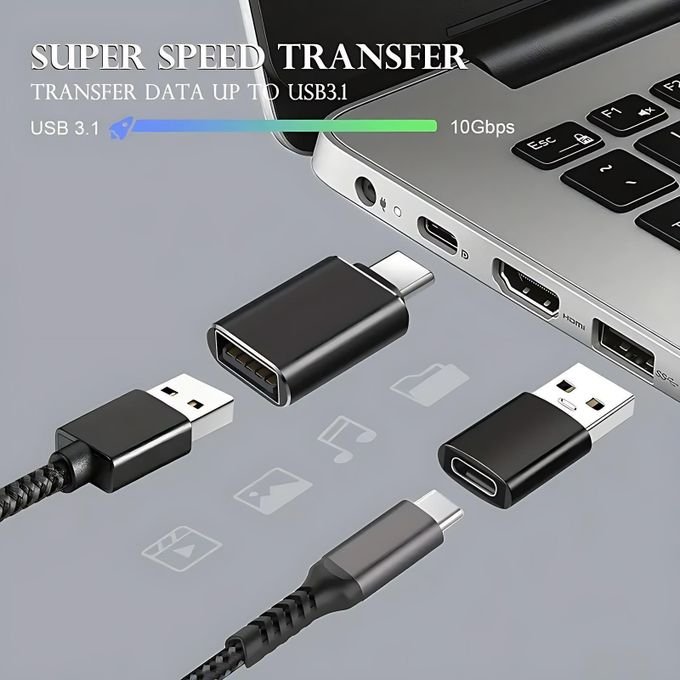 USB To USB C Adapter&Type C Male To 3.0 Female Charger-2PCS/SET