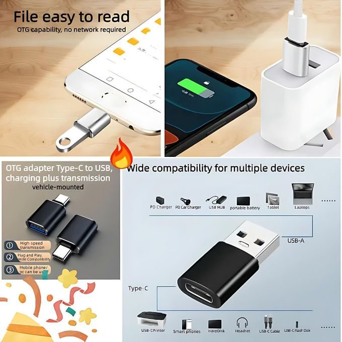 USB To USB C Adapter&Type C Male To 3.0 Female Charger-2PCS/SET