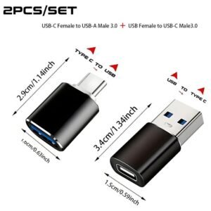 USB To USB C Adapter&Type C Male To 3.0 Female Charger-2PCS/SET