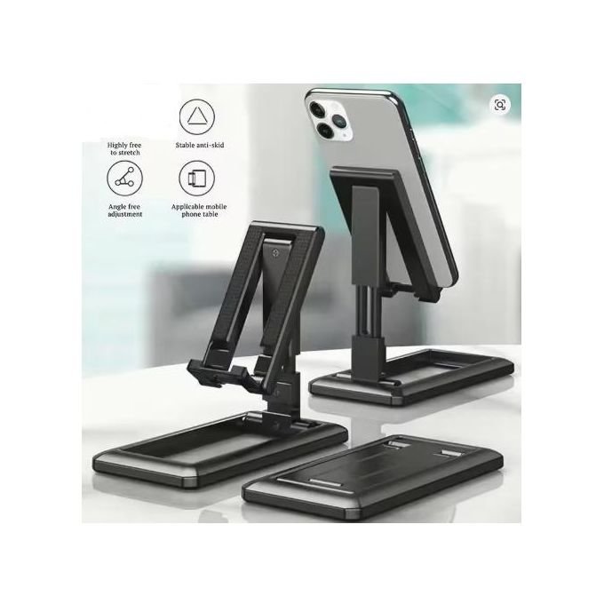 v2 Portable Adjustable Phone Holder For IPhone, Android Phones- Black