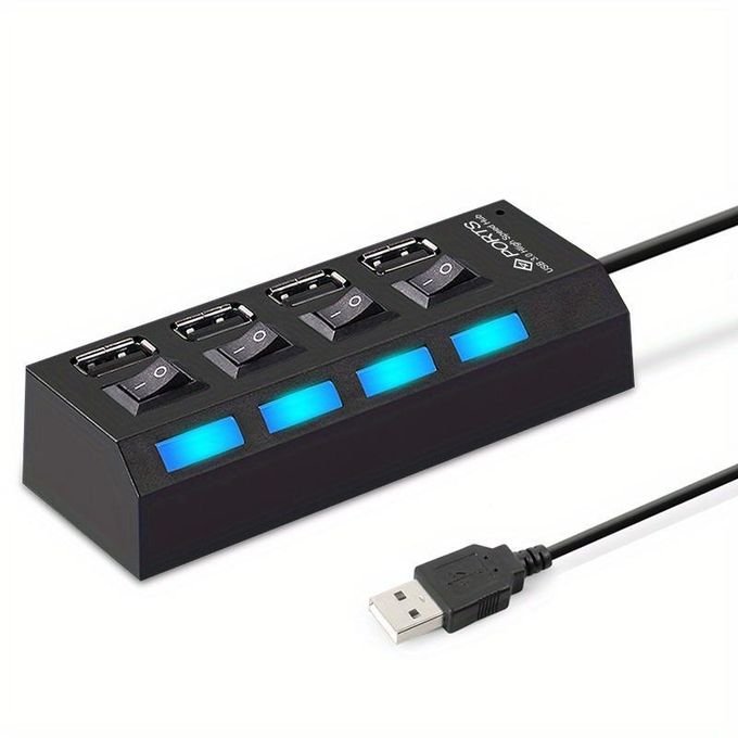 WHXMSH 4/7 Port USB 2.0 Hub High-Speed 480Mbps Plug & Play External USB Adapter with Individual On/Off Switches USB-A/ Ports for PC, Laptop, Desktop Computer Multi-Device...