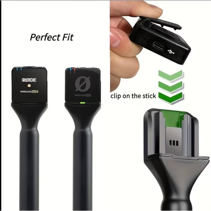 Wireless Microphone Handheld Stick, Mobile Phone Recording Handle with Wind shield, High Quality Thickened Black Microphone Foam Wind Shield, for Vlog Live Streaming Mobile...