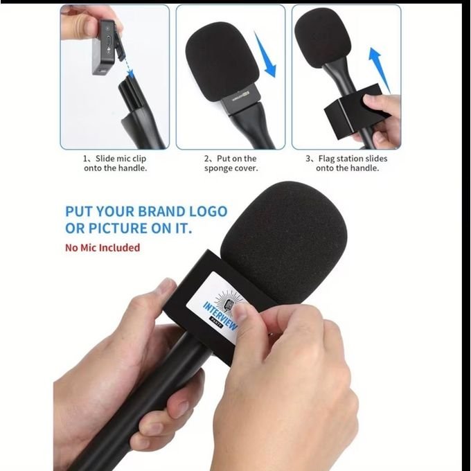 Wireless Microphone Handheld Stick, Mobile Phone Recording Handle with Wind shield, High Quality Thickened Black Microphone Foam Wind Shield, for Vlog Live Streaming Mobile...
