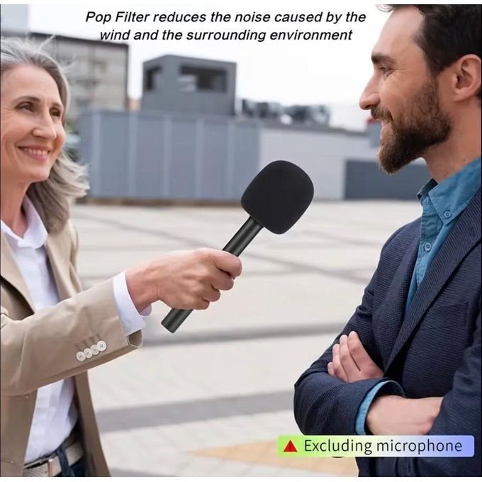 Wireless Microphone Handheld Stick, Mobile Phone Recording Handle with Wind shield, High Quality Thickened Black Microphone Foam Wind Shield, for Vlog Live Streaming Mobile...