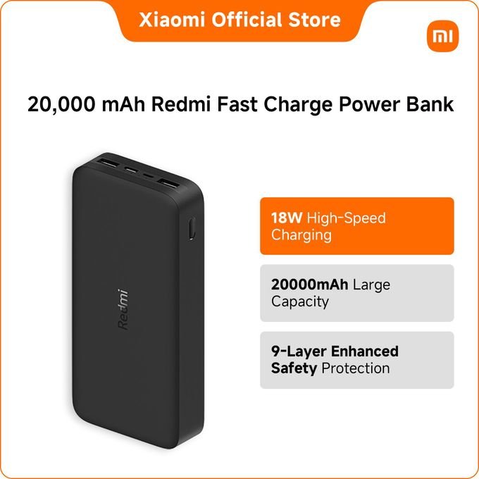 XIAOMI 20,000 mAh Redmi Fast Charge 18W Power Bank Black