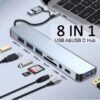 Yaticrab 8 - in - 1 USB - C Hub: USB 3.0, USB 2.0, Card Reader & Audio for Fast Transfers