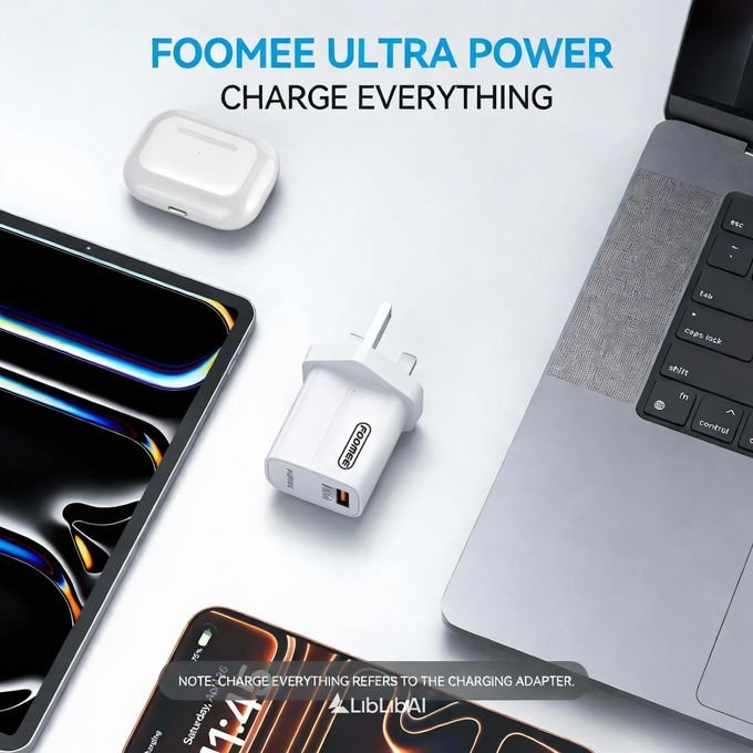 FOOMEE 18W Portable Fast Charger with Free 1m Lightning Cable,Multiple Safety Protections & Wear-Resistant, Built for Long.