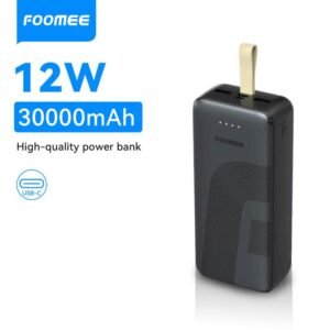FOOMEE 30000mAh, Power Bank AB31 With Type-C Fast Charging, built-in strap and Light Indicator