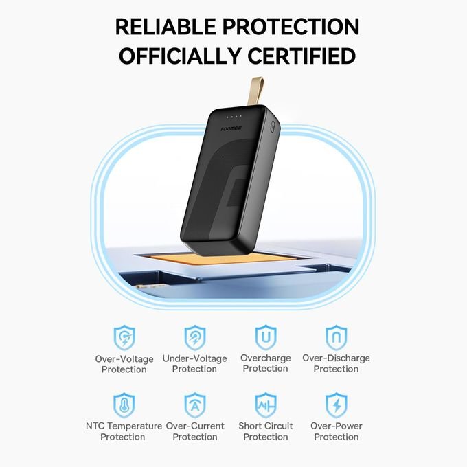 FOOMEE 30000mAh, Power Bank AB31 With Type-C Fast Charging, built-in strap and Light Indicator