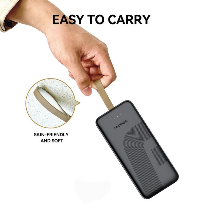 FOOMEE 30000mAh, Power Bank AB31 With Type-C Fast Charging, built-in strap and Light Indicator